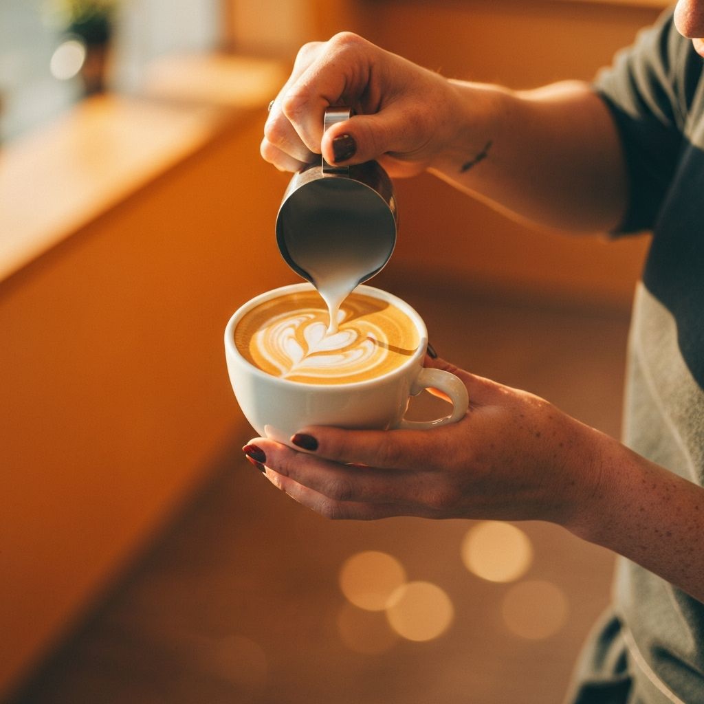 Barista crafting coffee at Sayu Cafe