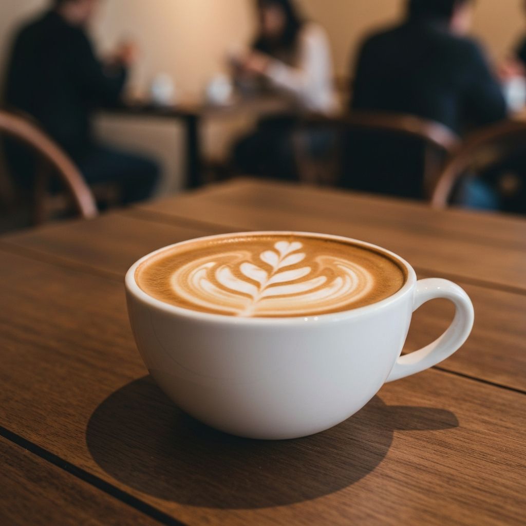 Close-up latte art at Sayu Cafe
